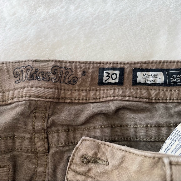 Miss Me Mid Rise Skinny Distressed Utility Jeans in Army Green - Picture 6 of 14